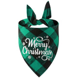 Christmas Pet Triangle Scarf Dog Bandana Pet Wearable Accessories Green Grid