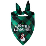 Christmas Pet Triangle Scarf Dog Bandana Pet Wearable Accessories Green Grid