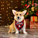 Christmas Pet Triangle Scarf Dog Bandana Pet Wearable Accessories Red Grid