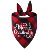 Christmas Pet Triangle Scarf Dog Bandana Pet Wearable Accessories Red Grid