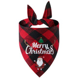 Christmas Pet Triangle Scarf Dog Bandana Pet Wearable Accessories Red Grid