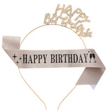 Happy Birthday Headband and Sash for Party Decorations Supplies