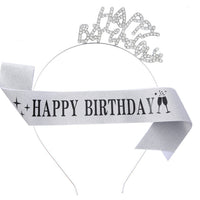 Happy Birthday Headband and Sash for Party Decorations Supplies