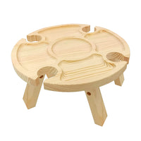 Portable Wooden Folding Round Picnic Table Outdoor Mini Wine Rack