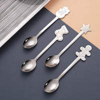 4Pcs Christmas Stainless Steel Teaspoon Cake Dessert Coffee Spoon