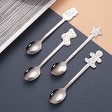 4Pcs Christmas Stainless Steel Teaspoon Cake Dessert Coffee Spoon