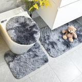 3Pcs Slip Washable Tie-dyed Bath Mat Set Toilet Cover Mat Pedestal Mat