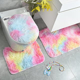 3Pcs Slip Washable Tie-dyed Bath Mat Set Toilet Cover Mat Pedestal Mat