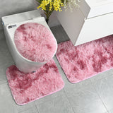 3Pcs Slip Washable Tie-dyed Bath Mat Set Toilet Cover Mat Pedestal Mat