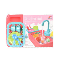 1X/2X Kids Simulation Kitchen Sink Toy Set with Electric Running Water Cycle System