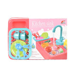 1X/2X Kids Simulation Kitchen Sink Toy Set with Electric Running Water Cycle System