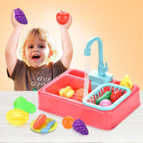 1X/2X Kids Simulation Kitchen Sink Toy Set with Electric Running Water Cycle System