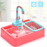 1X/2X Kids Simulation Kitchen Sink Toy Set with Electric Running Water Cycle System