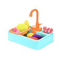 1X/2X Kids Simulation Kitchen Sink Toy Set with Electric Running Water Cycle System