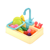 1X/2X Kids Simulation Kitchen Sink Toy Set with Electric Running Water Cycle System