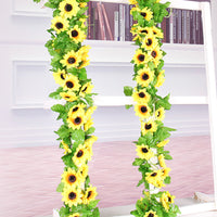 3/6 Pack Artificial Sunflower Garland Silk Flowers with Green Leaves Decor