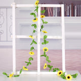 3/6 Pack Artificial Sunflower Garland Silk Flowers with Green Leaves Decor