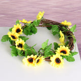 3/6 Pack Artificial Sunflower Garland Silk Flowers with Green Leaves Decor