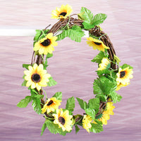 3/6 Pack Artificial Sunflower Garland Silk Flowers with Green Leaves Decor