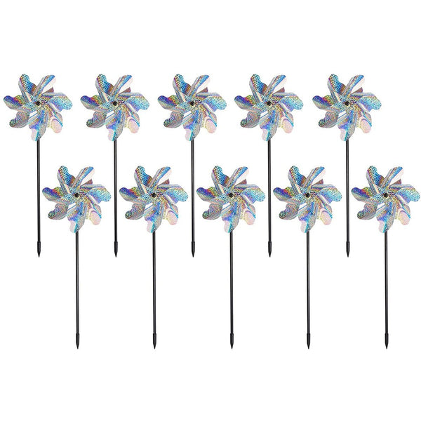 10/20 Pack Bird Blinder Repellent Reflective Pinwheels for Garden Yard Patio Lawn