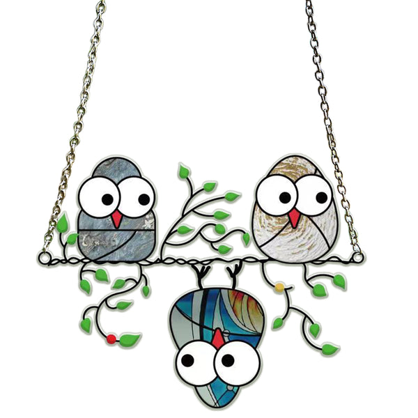 Multicolored Owl Hanging Pendant Wall Window Garden Hanging Decor