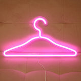 Clothes Hanger LED Neon Light Wardrobe Lamp Decor Home Decoration Accessory Pink