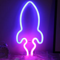 Planet Rocket LED Neon Light Wall Hanging Lamp Home Decoration Accessory