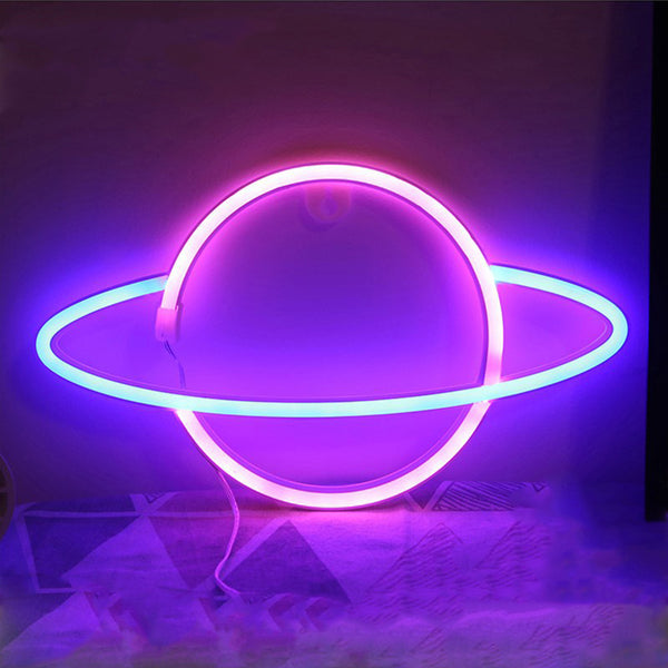 Planet Rocket LED Neon Light Wall Hanging Lamp Home Decoration Accessory