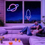 Planet Rocket LED Neon Light Wall Hanging Lamp Home Decoration Accessory