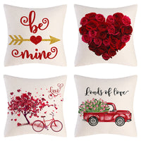 4 Pcs Square Valentine's Day Printed Linen Pillowcase Cushion Covers Sofa Home Decor Style 2