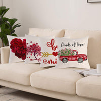 4 Pcs Square Valentine's Day Printed Linen Pillowcase Cushion Covers Sofa Home Decor Style 2