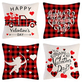 4 Pcs Square Valentine's Day Printed Linen Pillowcase Cushion Covers Sofa Home Decor Style 3