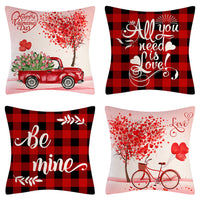 4 Pcs Square Valentine's Day Printed Linen Pillowcase Cushion Covers Sofa Home Decor Style 5