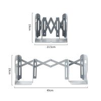 Retractable Bookends Adjustable Desktop Bookshelf with Pen Holder Grey