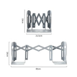 Retractable Bookends Adjustable Desktop Bookshelf with Pen Holder Grey