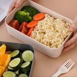 Square Lunch Box Wooden Lid Japanese Bento Box with Cutlery Food Container White