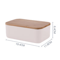 Square Lunch Box Wooden Lid Japanese Bento Box with Cutlery Food Container White