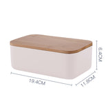 Square Lunch Box Wooden Lid Japanese Bento Box with Cutlery Food Container White