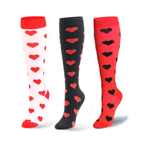 3 Pairs of Small Size Heart Pattern Womens Knee Length Compression Socks