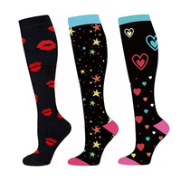 3 Pairs of Black Large Size Style 4 5 6 Womens Knee Length Compression Socks