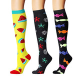 3 Pairs of Large Size Style 1 2 3 Womens Knee Length Compression Socks