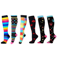 6 Pairs of Large Size Womens Knee Length Compression Socks Style 1 2 3 4 5 6