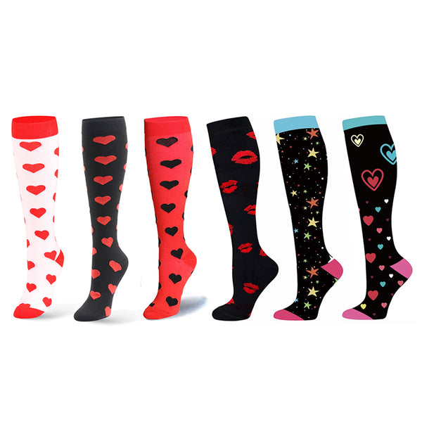 6 Pairs of Large Size Womens Knee Length Compression Socks Style 4 5 6 7 8 9