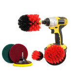 Red 3PCS Universal Drill Power Brush Cleaning Set with Cleaning Cloth