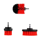 Red 3PCS Universal Drill Power Brush Cleaning Set with Cleaning Cloth