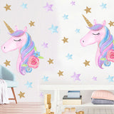 1 or 2 Sets of Unicorn Wall Stickers Kids Bedroom WallPaper Home Decor