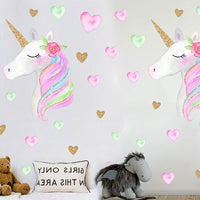 1 or 2 Sets of Unicorn Wall Stickers Kids Bedroom WallPaper Home Decor