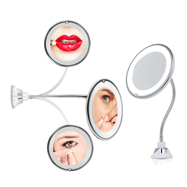 Magnifying 10X Makeup Vanity Mirror with LED Lights Wall Mounted Rotated Extended Cordless Beauty Cosmetic Mirror for Hotel Bathroom