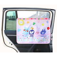 Interesting Pink Rabbit Printed Car Sunshade with Mesh Pocket