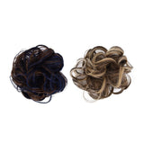 2 X Women's Messy Bun Scrunchie Hair Extensions Hair Wigs Blue and Light Brown Mix Ash Blonde